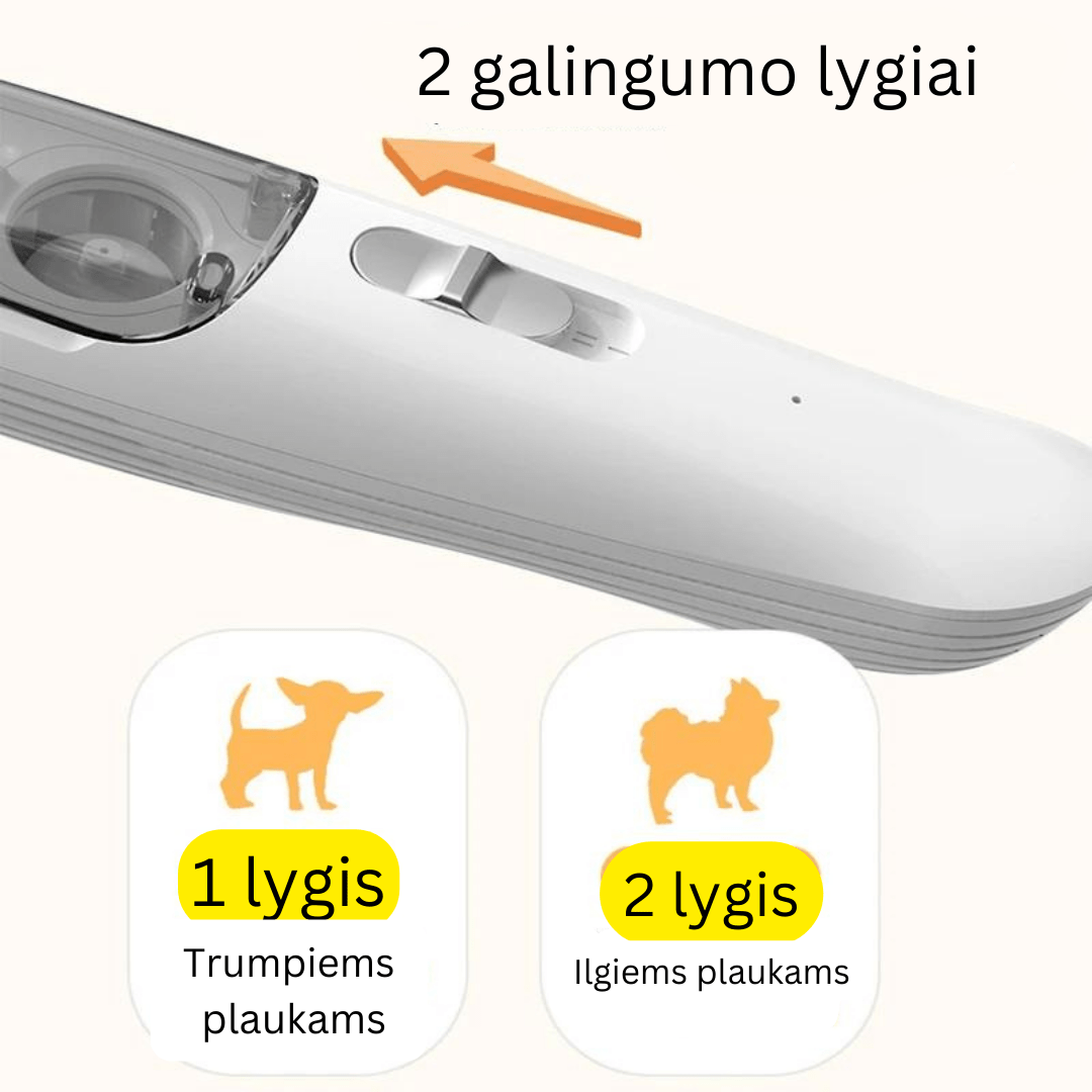 Gyvūnų plaukų skutimo mašinėlė su surinkimo funkcija Balta