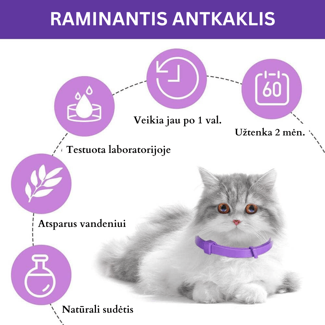 Raminantis ir atpalaiduojantis antkaklis gyvūnams