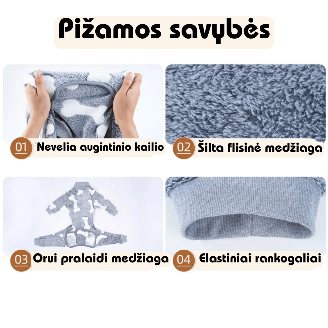 Šilta flanelinė šuniukų pižama