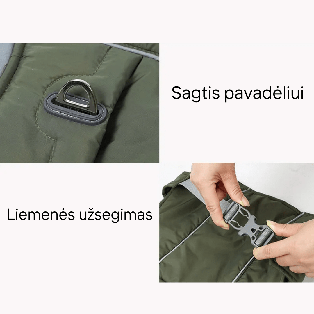 Šilta vidutinių ir didelių šunų liemenė su atšvaitu