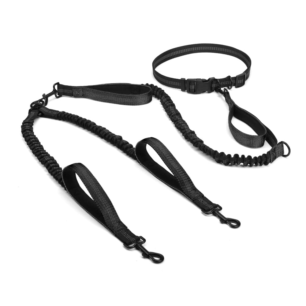 Susitraukiantis šuns pavadėlis bėgiojimui 2in1-Black