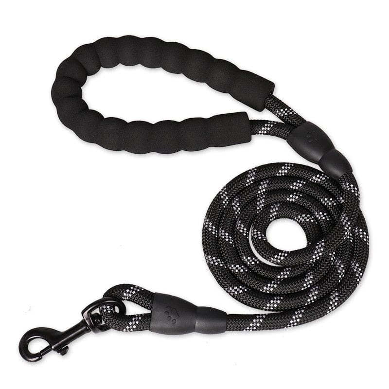 Tvirtas pavadėlis su atšvaito juostelėmis Black / 0.8cm 150cm