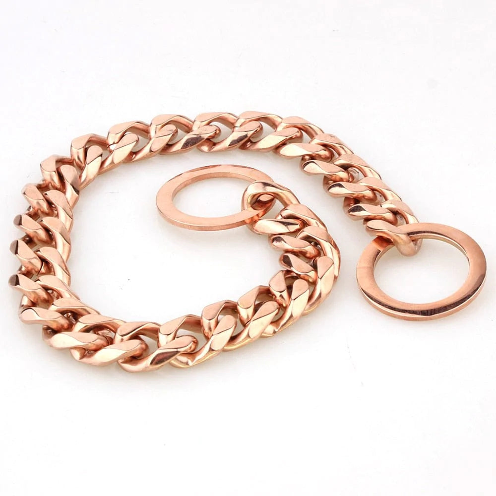 Tvirtas grandininis užveržiantis treniruočių antkaklis rose gold / 12 inches