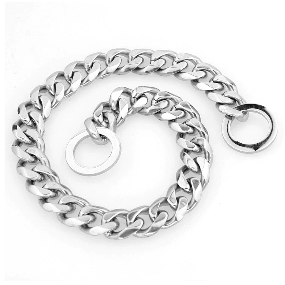 Tvirtas grandininis užveržiantis treniruočių antkaklis silver / 12 inches
