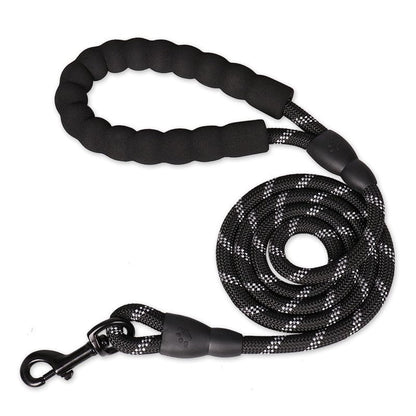 Tvirtas pavadėlis su atšvaito juostelėmis Black / 0.8cm 150cm