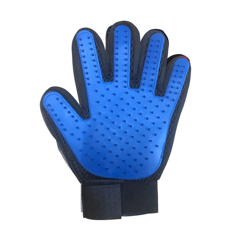 Gyvūnų šukavimo-plaukų surinkimo pirštinė Blue left hand